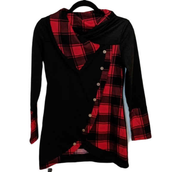 Dressfo Tops - 🆕 Dressfo | Buffalo Plaid | Cowl Neck Tunic